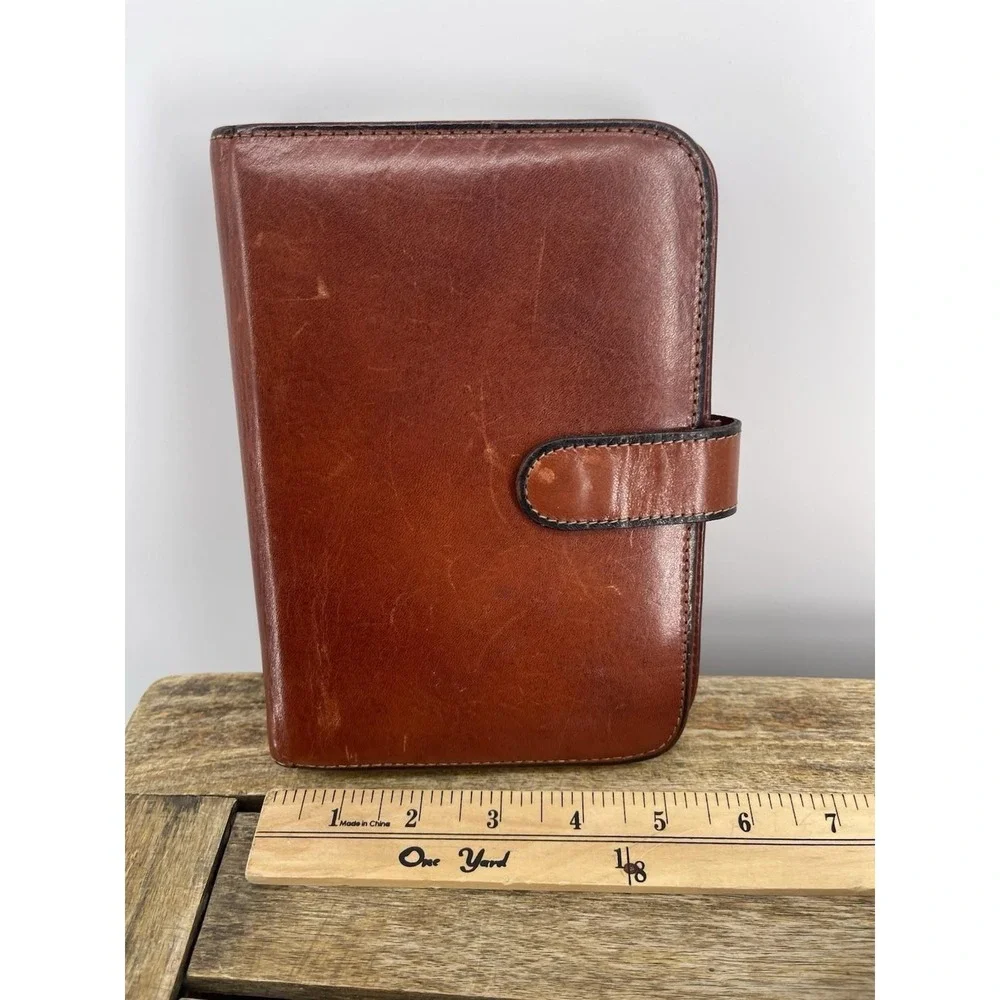 Bosca Leather Organizer Planner Binder Brown‎ Hand Stained Hide USA